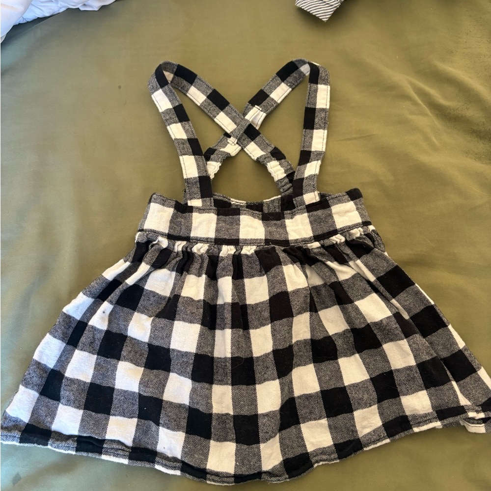 Black and white checkered pinafore dress - 2T